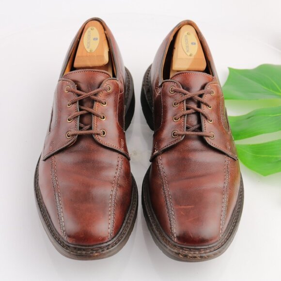 Allen Edmonds Mens Mapleton Oxford Size 9 B Brown Leather Bicycle Toe Shoes Lugs - Picture 1 of 12